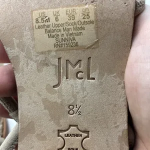 J.McLaughlin Delilah Tan Suede Block Heel Ankle Strap Sandals Women’s 8.5 thumbnail 4