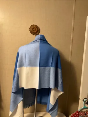 Blue Striped Lightweight Wrap Shawl - Classic Blue thumbnail 3