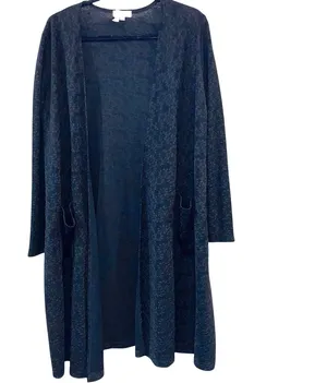 LuLaRoe‎ Open Front Cardigan Small Black Textured Duster Lightweight Layering thumbnail 1