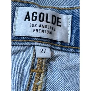 Agolde Light Blue Distressed Denim Jean Shorts thumbnail 5