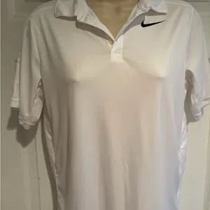 Nike Dri-FIT Golf Polo‎ Shirt Womens Large White Performance Top 642071-101 thumbnail 2