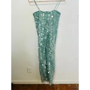STAUD Seafoam Green Shimmering Sequined Strapless Casey Midi Gown size 2 thumbnail 3