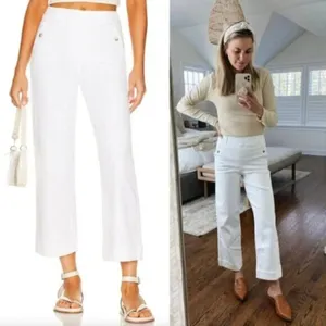 SPANX Stretch Twill Wide Leg Crop Pants in Bright White Size Small thumbnail 2