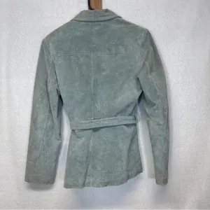 Wilsons Leather Light Green Long Sleeve 100% Genuine Leather Button Jacket Sz M‎ thumbnail 4