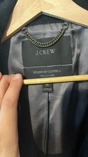 J.Crew Stadium Cloth Black Wool Blend Stand Collar Zip Coat Jacket Size 00 thumbnail 8