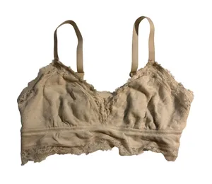 Aerie Bralette Ribbed Lace Cream Eyelash Trim XL Boho Romantic Loungewear thumbnail 1