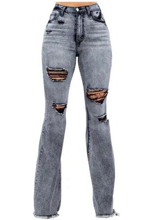 GJG Denim Storm Bell Bottom Jean in Charcoal Grey thumbnail 3