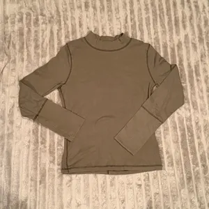 Free People Intimately FP Mock Neck Long‎ Sleeve Ribbed Layering Top Green L thumbnail 2