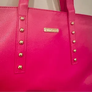 Juicy Couture Tote Bag Women's 16.5" x 15" Pink Gold‎ Studded Fully Lined NWOT thumbnail 2