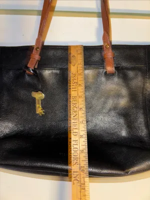 Fossil…Rachel Tote Black Pebbled Leather Tote With Brown Contrasting Handles thumbnail 14