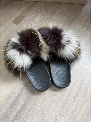 Yves Salomon furry flip flops Brown Size 6 thumbnail 2