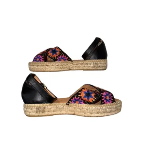Jutelia Embroidered Floral Espadrille Platform‎ Sandals Black EU 40 New Boho thumbnail 3