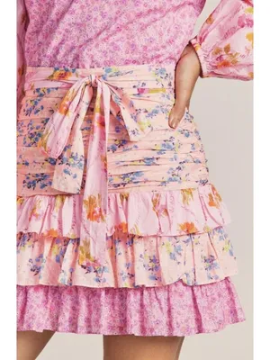 LoveShackFancy Rina Floral Ruffle Dress Size 2 Pink thumbnail 8