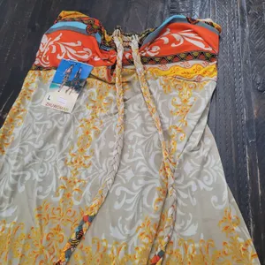 Source Unknown Strapless Boho Print Summer Dress Women’s Size Large Orange Multi thumbnail 2