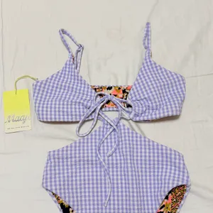 Maaji Lavender Gingham Reversible Trikini One-Piece Swimsuit size Small- NWT thumbnail 5