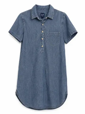 Gap Denim Chambray Shirt Dress Womens Small Blue 100% Cotton Casual thumbnail 2