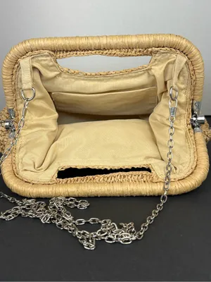 Kelly & Katie Straw Clutch Bag in Natural with crystal embellishments thumbnail 10