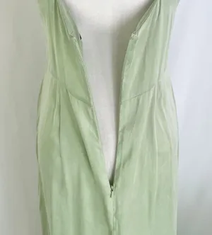 New Topshop Ring Detail Halter Neck Side Slit Maxi Dress Sage Green Size 6 thumbnail 18