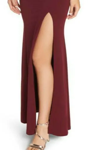 Lulu’s maxi formal gown fold over strapless thigh high slit side dress Size 10 thumbnail 5