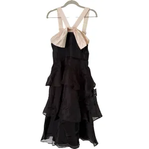 NWD Lulus Black Tiered Large Bow Formal Dress Size Small Full Smocked Party thumbnail 2