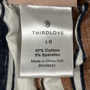 ThirdLove Shorts Womens Large Brown White Striped Cotton Lounge Beach Sleep thumbnail 3