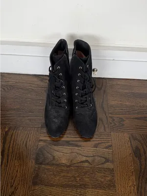 J. Crew Black Lace-Up Suede Ankle Boots thumbnail 2