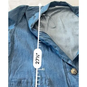 Time and Tru Chambray Blazer Jacket NWT Size XXL 20 Plus Size Light Blue thumbnail 9