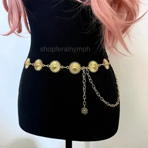 Gold Y2K Sunburst Celestial Boho Chain Belt, Fits 25-44.5 Inches, X7GA1268 thumbnail 2