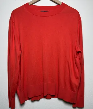 Banana Republic Women Silk Cashmere Sweater XL Red Crewneck Luxury Lightweight thumbnail 1