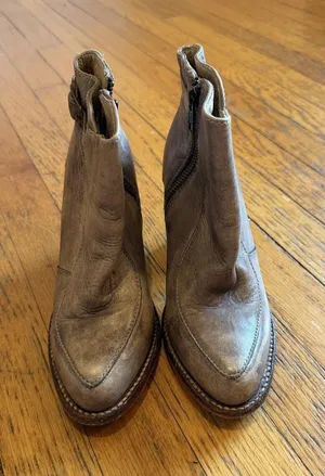 Bed Stu Womens Brn Leather Ankle Booties Block Heel sz 6 thumbnail 1