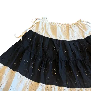 Hutch x Anthropologie Black White Tiered Maxi Skirt Eyelet Cotton Size Small thumbnail 3