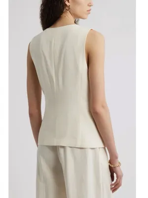 Nordstrom Women’s Cutaway Linen Vest Ivory Tofu thumbnail 12