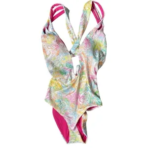 Becca‎ Hot Springs One Piece Medium Tie Dye Plunge Swimsuit thumbnail 4