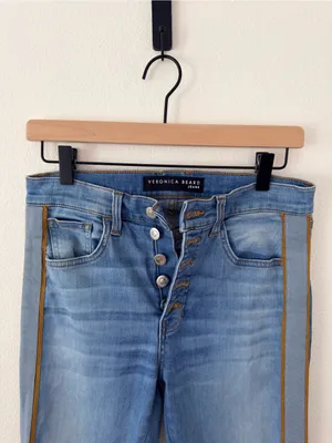 Veronica Beard Carolyn Baby Boot High Rise Tuxedo Stripe Crop Jeans 29/8 thumbnail 4