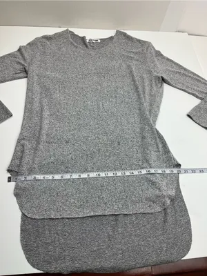 Joah Brown Heather Gray Longline Layered Tunic Long Sleeve Womens One Size FLAW thumbnail 6