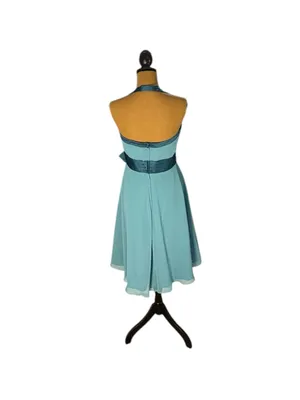 Vintage Alfred Angelo Y2K Aqua Halter Formal Dress Fairy Halloween Costume US 8 thumbnail 3
