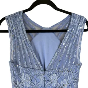 R&M Richards Dress Women's 10 Lace Sequin Maxi Formal Gown Homecoming Blue‎ thumbnail 6