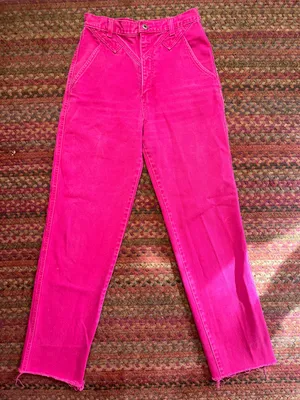 VTG WRANGLER WESTERN High-Waist Hot Pink Cotton Pants thumbnail 1