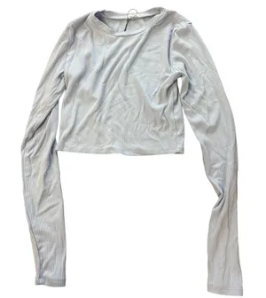 Garage Long Sleeve‎ Size XS Crop Top Light Blue Ribbed Casual thumbnail 1
