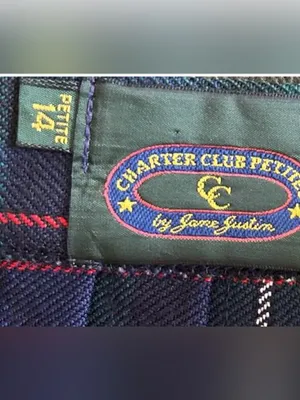 Charter Club Green & Navy Plaid Tartan Pleated Skirt 100% Wool thumbnail 2
