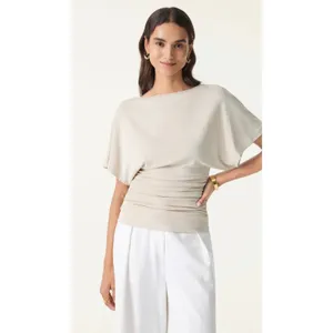 OGL Top Size XS NEW Sandwashed Effortless Boatneck Batwing Sleeve Side Ruched thumbnail 3