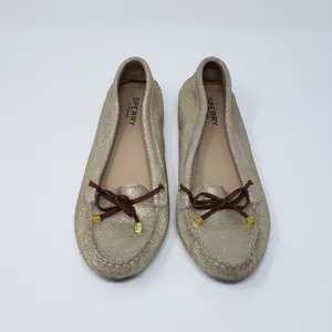 Sperry Top Sider Slip-On Flat Gold Metallic Moccasin Shoes Women's Size 6M thumbnail 2