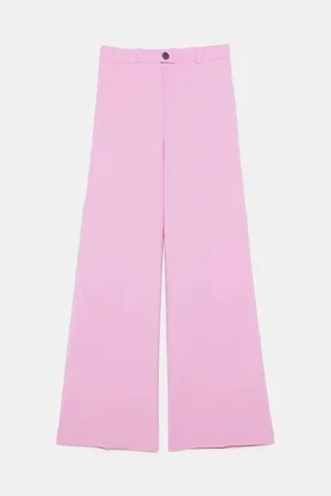 ZARA NWT Pink High-waisted WIDE LEG MENSWEAR STYLE PANTS. thumbnail 12