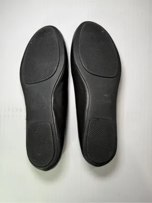 Coach Black Leather Studded Round-Toe Flats measure size 7 thumbnail 8