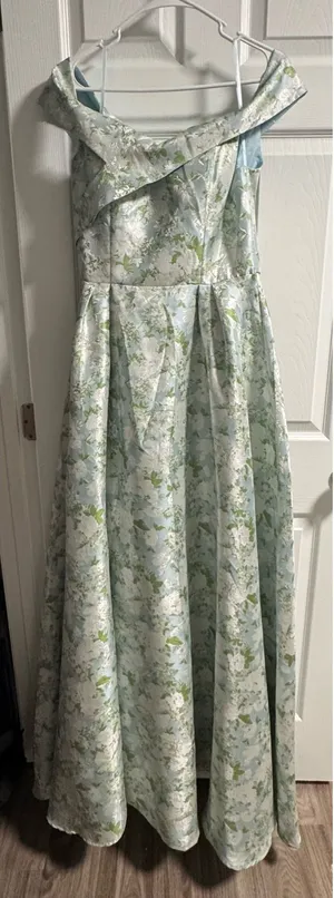 Wedtrend Floral Light Blue and Green Women's Bridesmaid/ Prom Dress thumbnail 1