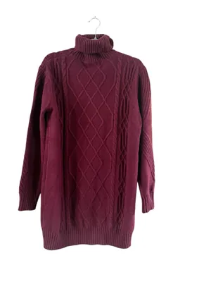 Women's Lulus Burgundy Cable Knit Turtleneck Sweater Dress Size M thumbnail 12