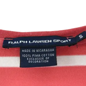 Vintage Ralph Lauren Red & White Striped V-Neck Short Sleeve T-Shirt Top Small thumbnail 3