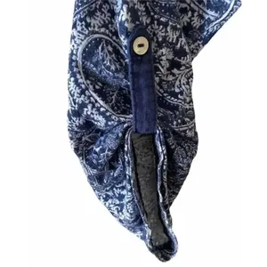 H& M Logg Roll-Up Long Sleeves Navy white Paisley Buttons Top M #1411 thumbnail 3