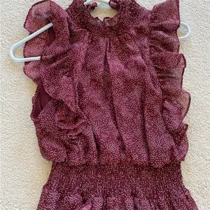 Avec Les Filles Red/Maroon Ruffle Dot Maxi Dress Sz 10 thumbnail 2