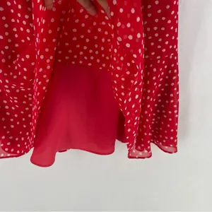 Keepsake Moonshine Dress Red Polka Dot Chiffon Flutter Sleeve Mini Dress Size XS thumbnail 9